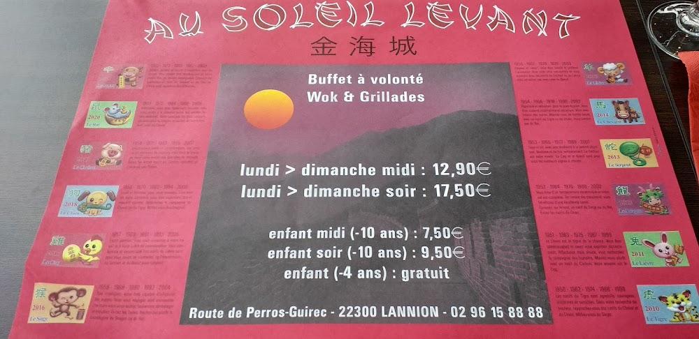 AU SOLEIL LEVANT - Menu Image 1